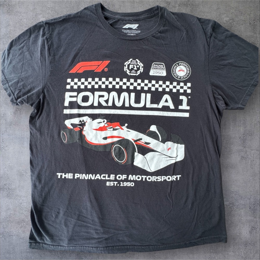 Formula 1 Graphic T-Shirt L Black Racing Pinnacle of Motorsport Hybrid Apparel